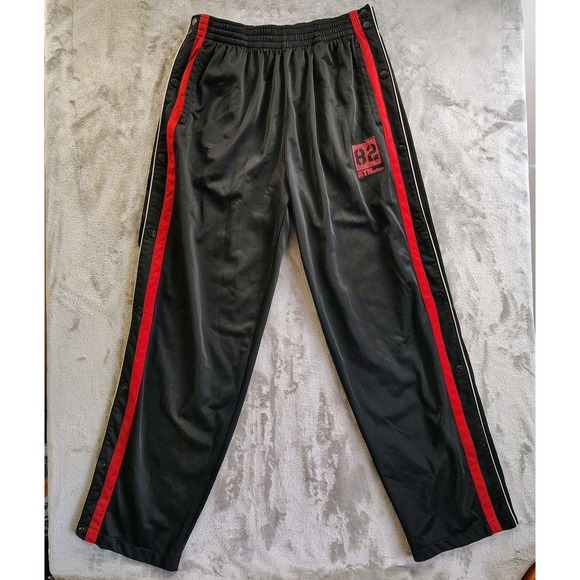 Vintage PLUGG Breakaway Snap Track Pants Y2K 90s Mens Large Black Red - Picture 1 of 10
